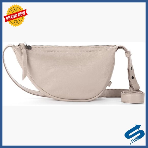 Leather Crossbody Sling Bag with Adjustable Strap and Zipper Closure